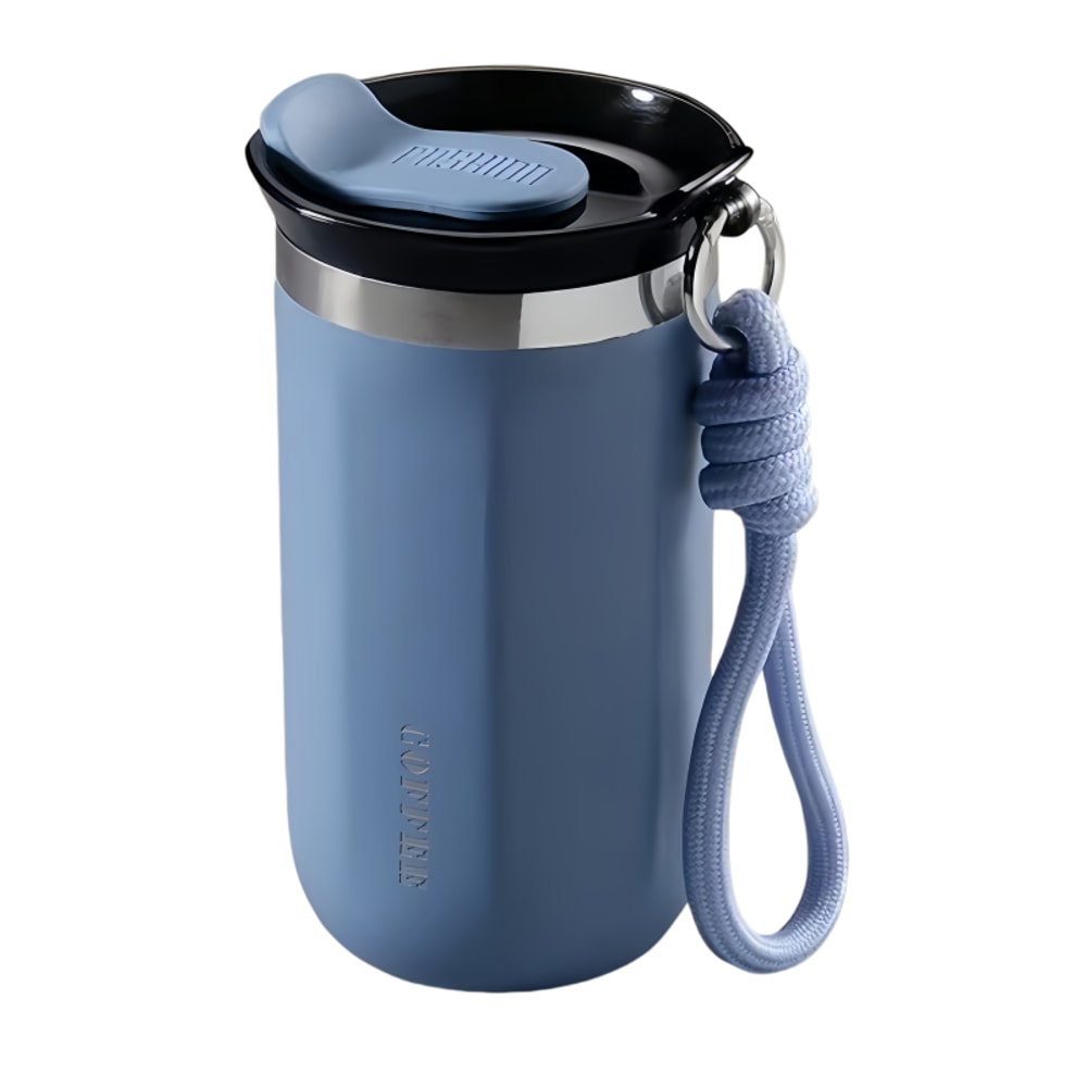 Insulated Coffee Tumbler Stainless Steel Travel Mug With Lid And Rope Handle 5