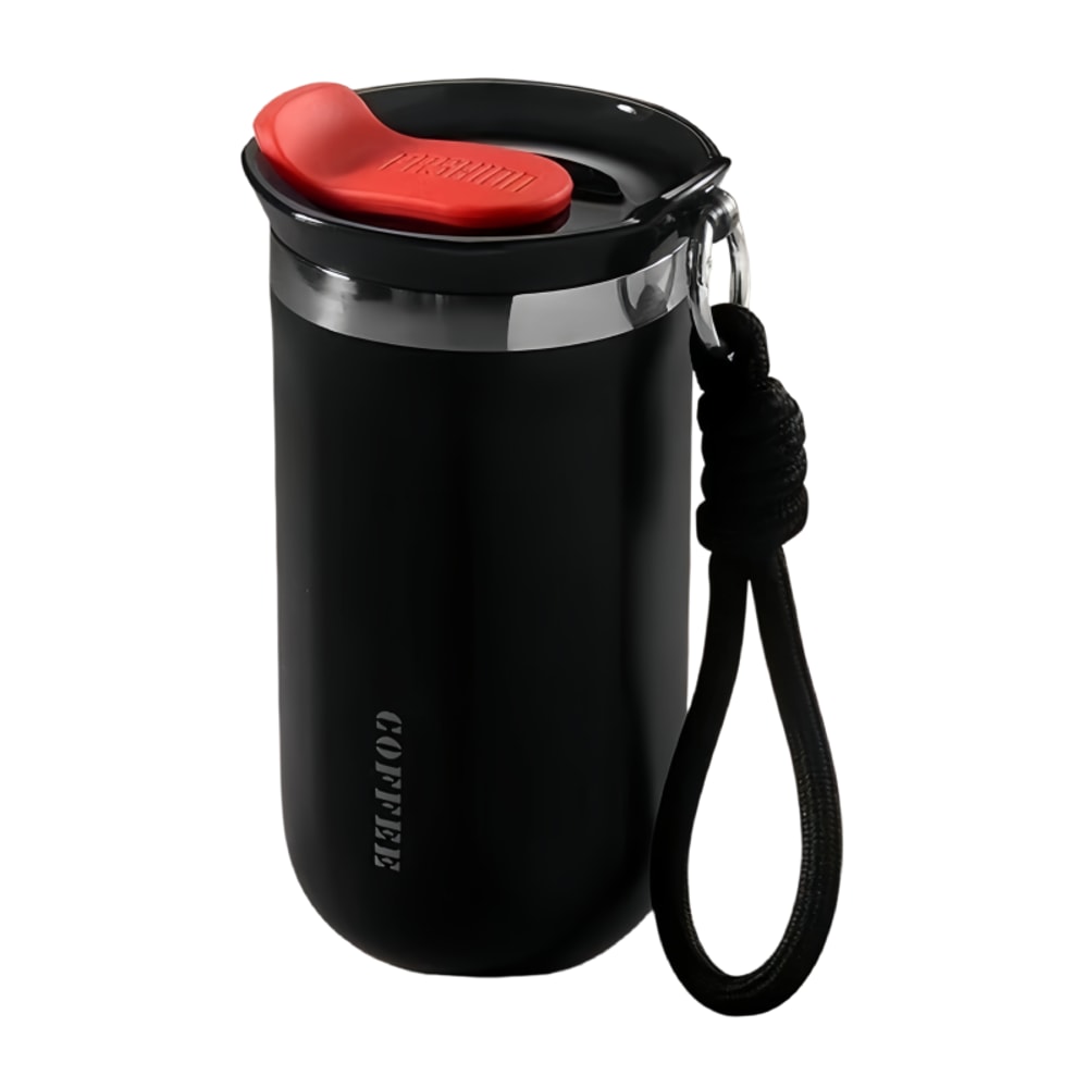 Insulated Coffee Tumbler Stainless Steel Travel Mug With Lid And Rope Handle 6