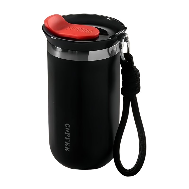 Insulated Coffee Tumbler Stainless Steel Travel Mug With Lid And Rope Handle 6