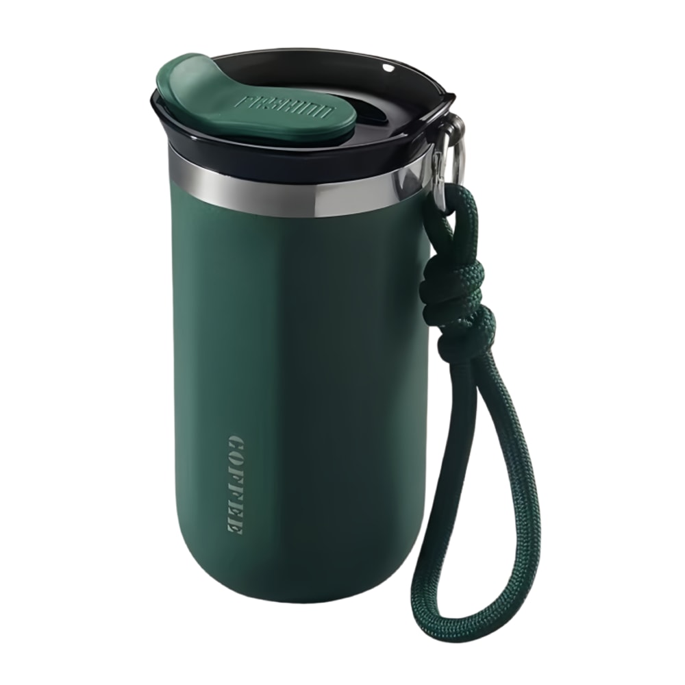 Insulated Coffee Tumbler Stainless Steel Travel Mug With Lid And Rope Handle 7
