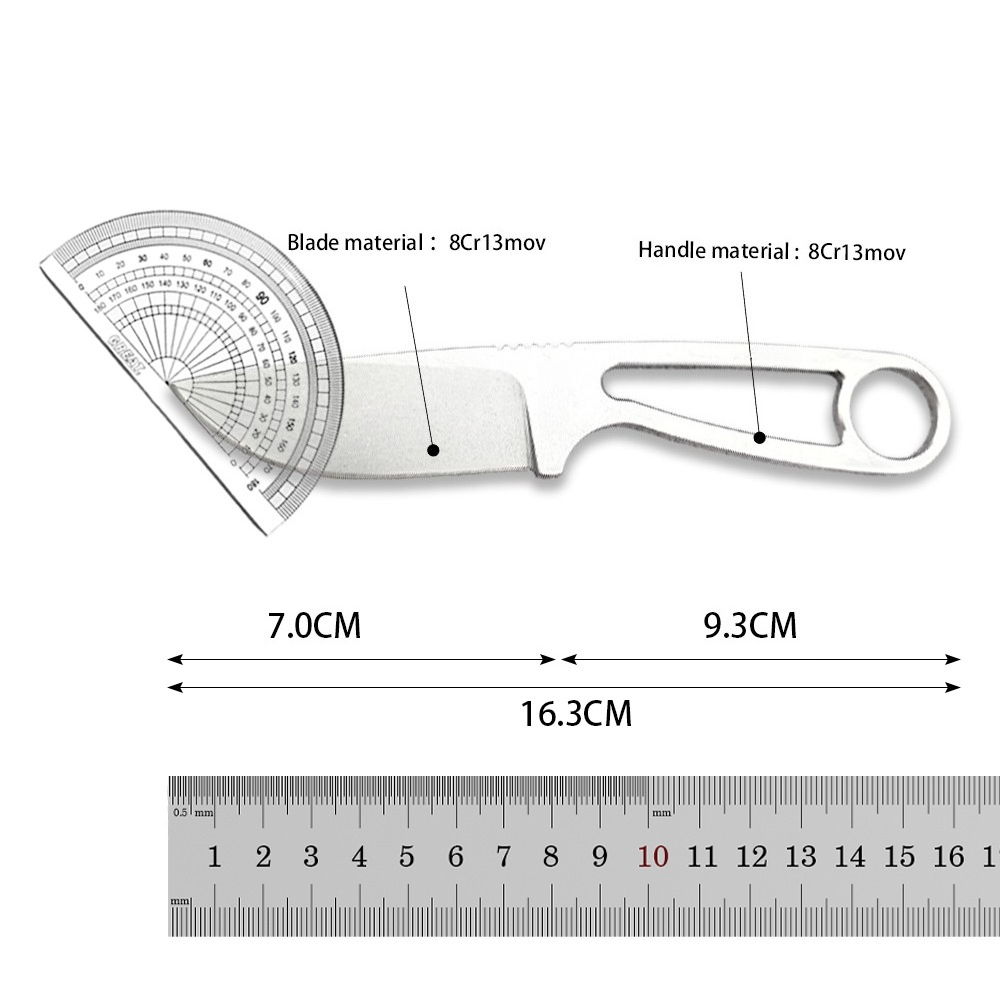 Lightweight Fixed Blade Camping Knife with Neck Chain