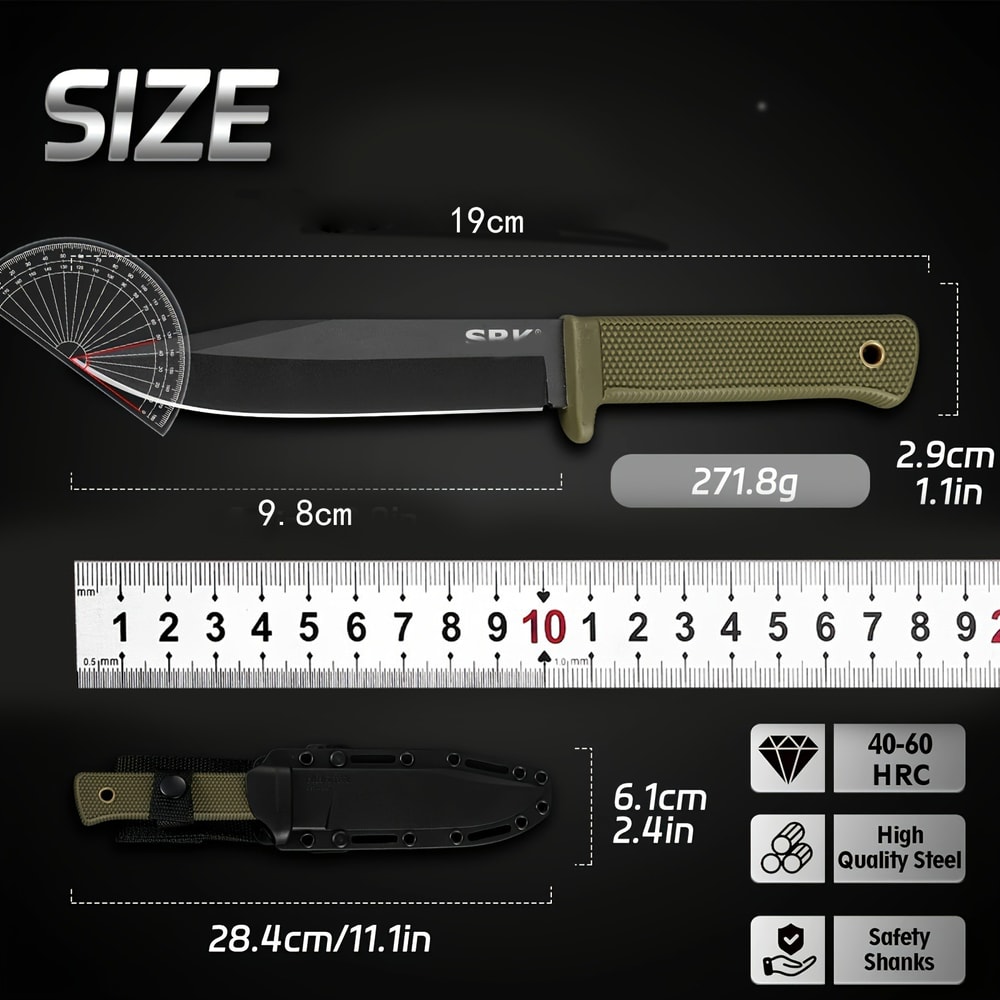 Full Tang Outdoor Survival Knife for Camping, Bushcraft and Trail Utility