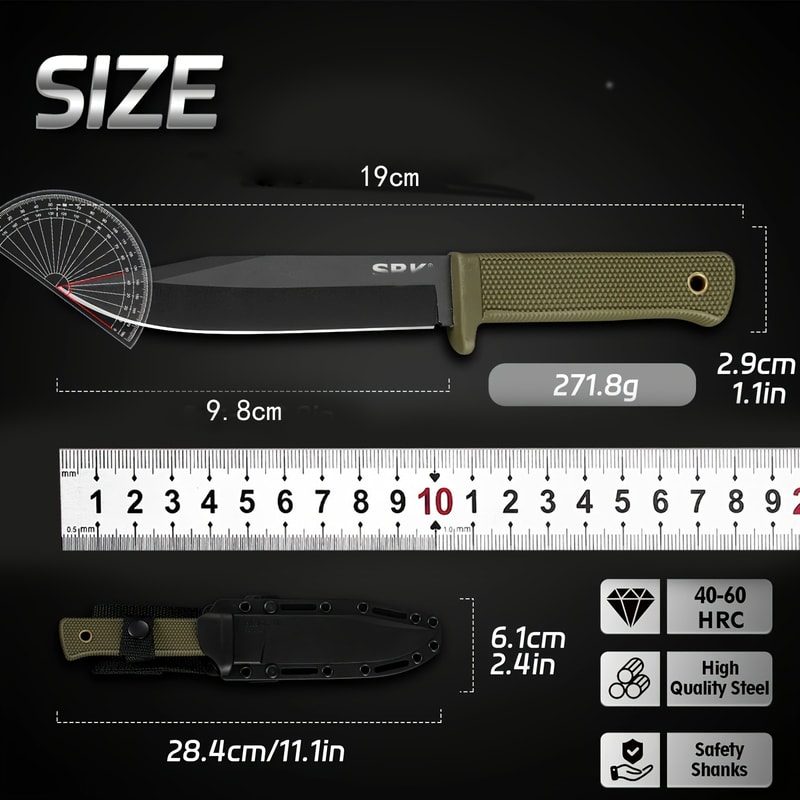 Full Tang Outdoor Survival Knife for Camping, Bushcraft and Trail Utility