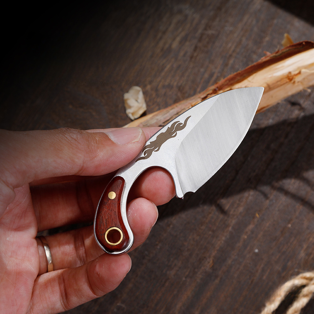 Portable Fixed Blade Knife With Stainless Steel Blade Scabbard Keychain For Camping 1