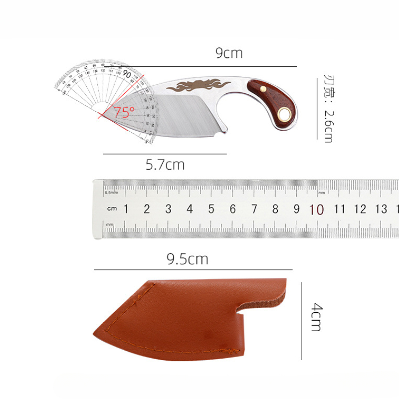 Portable Fixed Blade Knife With Stainless Steel Blade Scabbard Keychain For Camping 3