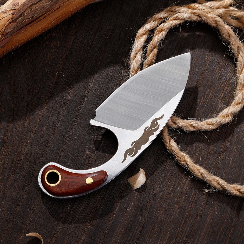Portable Fixed Blade Knife With Stainless Steel Blade Scabbard Keychain For Camping 4