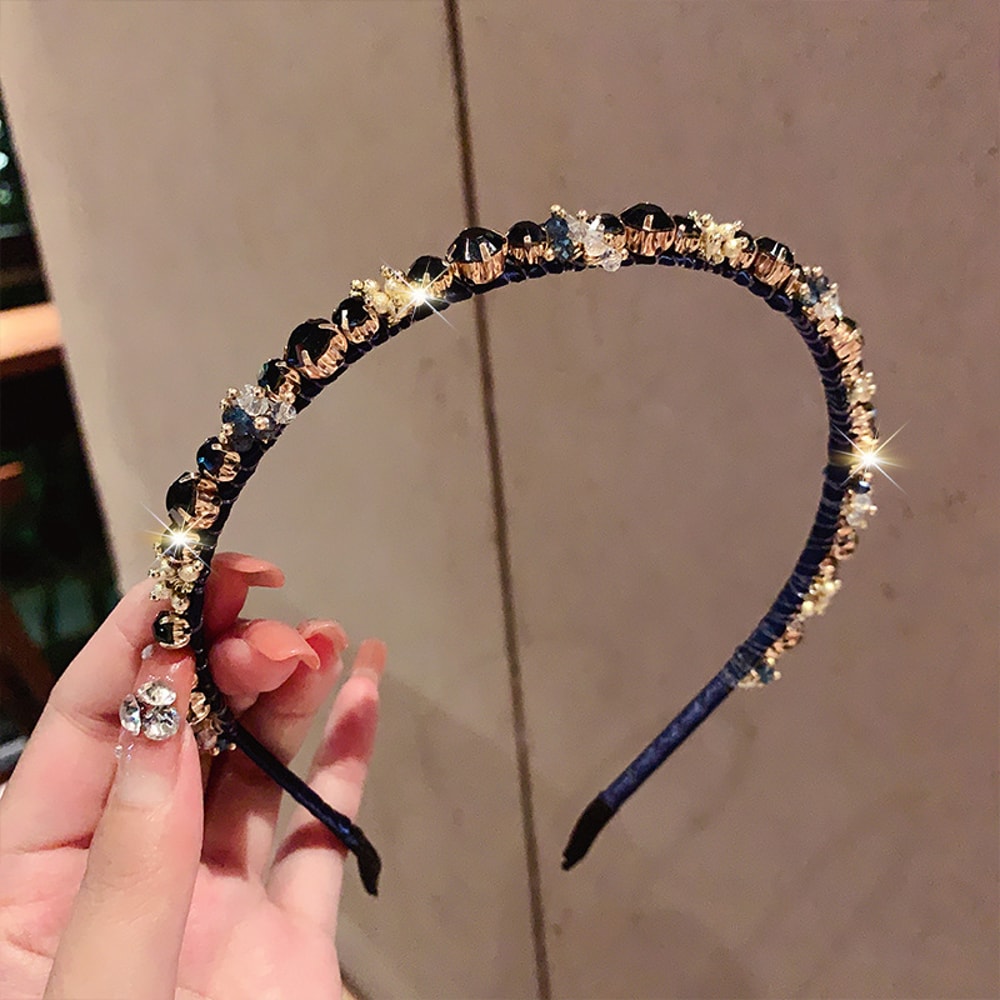 Korean Crystal French Headband for Women Elegant Retro Hair Accessory