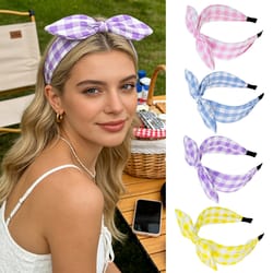 sweet gingham bow headband classic spring summer fabric hair band for women