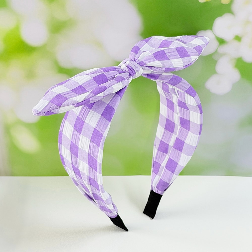 Sweet Gingham Bow Headband Classic Spring Summer Fabric Hair Band For Women 3