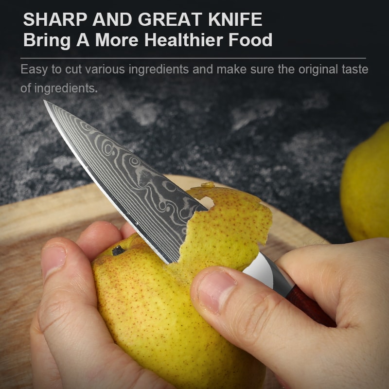 Damascus Paring Knife With Rosewood Handle For Precise Peeling Prep 3
