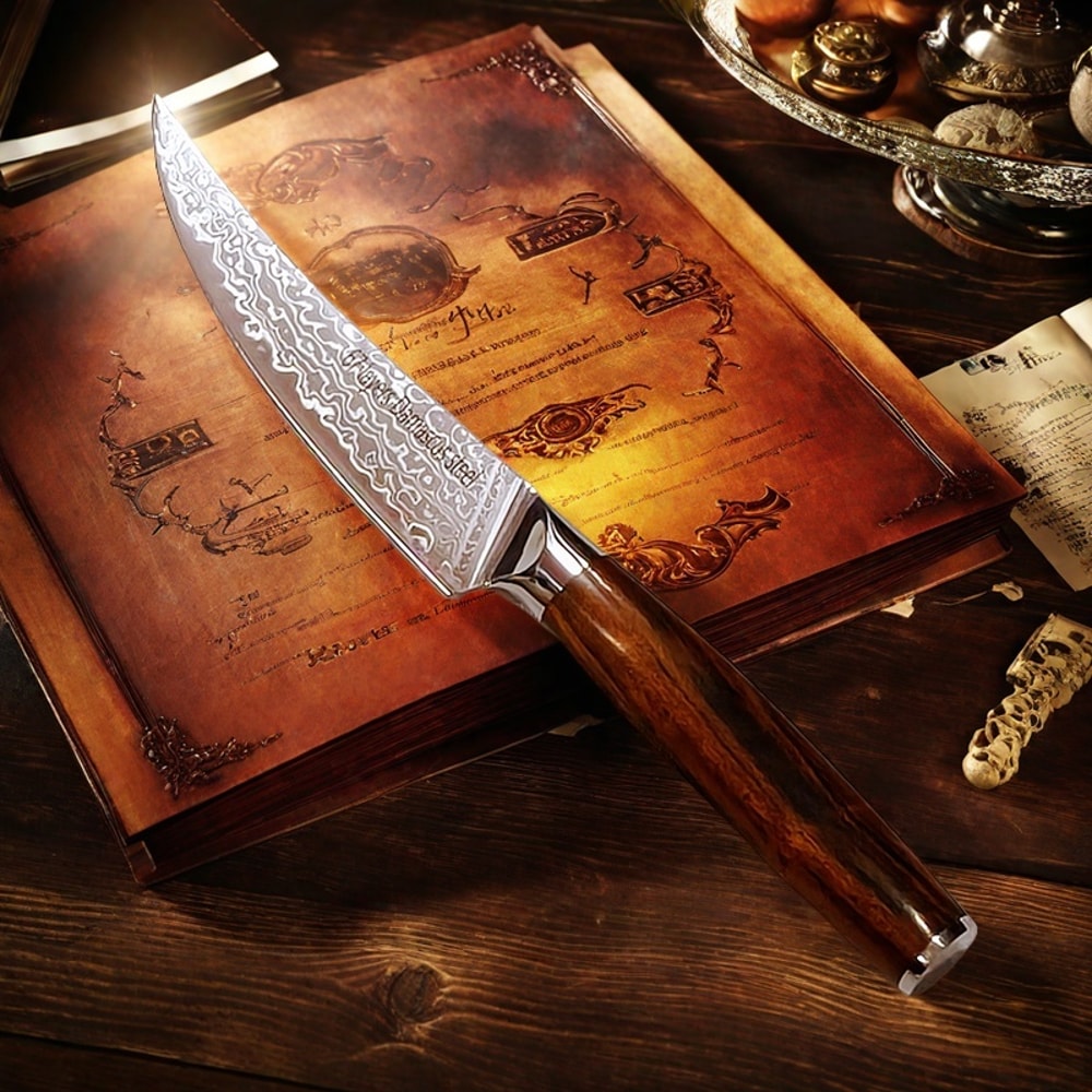 Damascus Steak Knife With Ebony Handle For Precision Kitchen Cutting 1