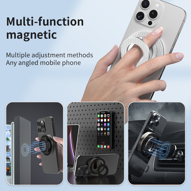 Premium Carbon Fiber MagSafe Phone Ring Holder Magnetic Phone Grip Stand 2