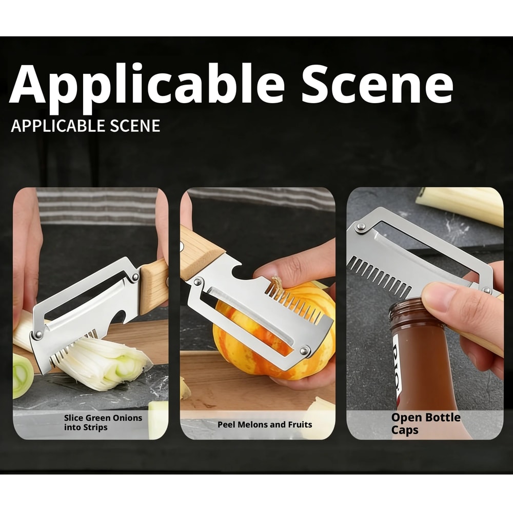 Ergonomic Wooden Handle Peeler And Stainless Steel Paring Knife For Fruits And Vegetables 4