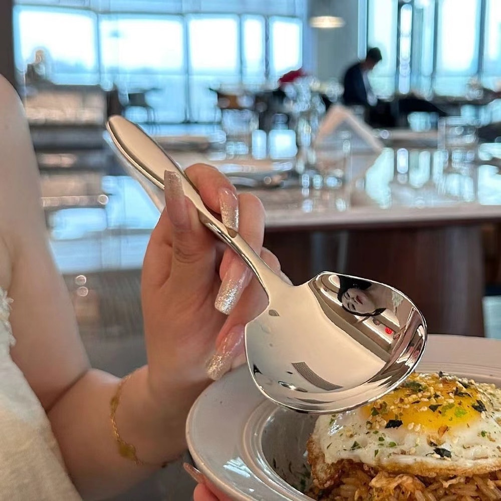 Big Head Large Stainless Steel Serving Spoon Durable Kitchen Dining Tool Dishwasher Safe Kitchen S 1