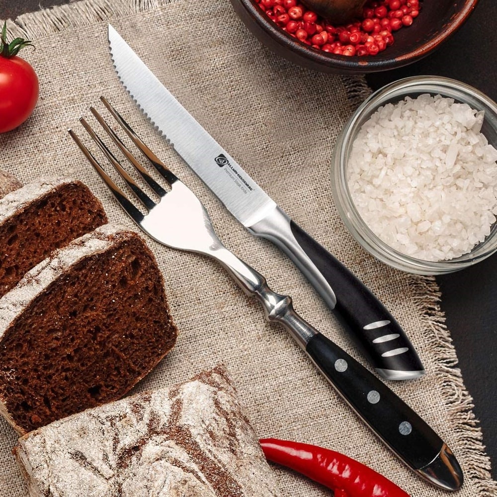 Premium High Carbon Stainless Steel Knives Fork Dinner Set Forged Steak Knife Table Fork Collecti 0