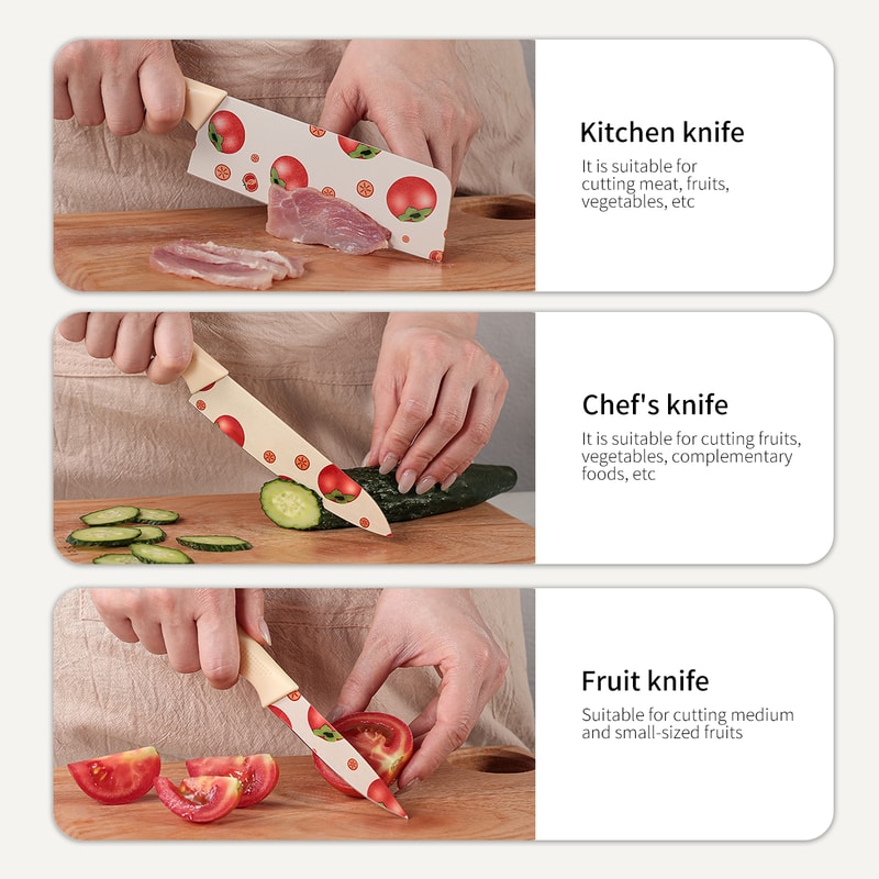 Stainless Steel Kitchen Knife Set Colorful Fruit & Vegetable Knives