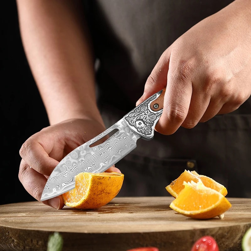 Folding Damascus Kitchen Cleaver Knife For Meat Vegetables And Fish 1