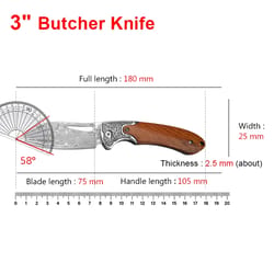folding damascus kitchen cleaver knife for meat, vegetables and fish