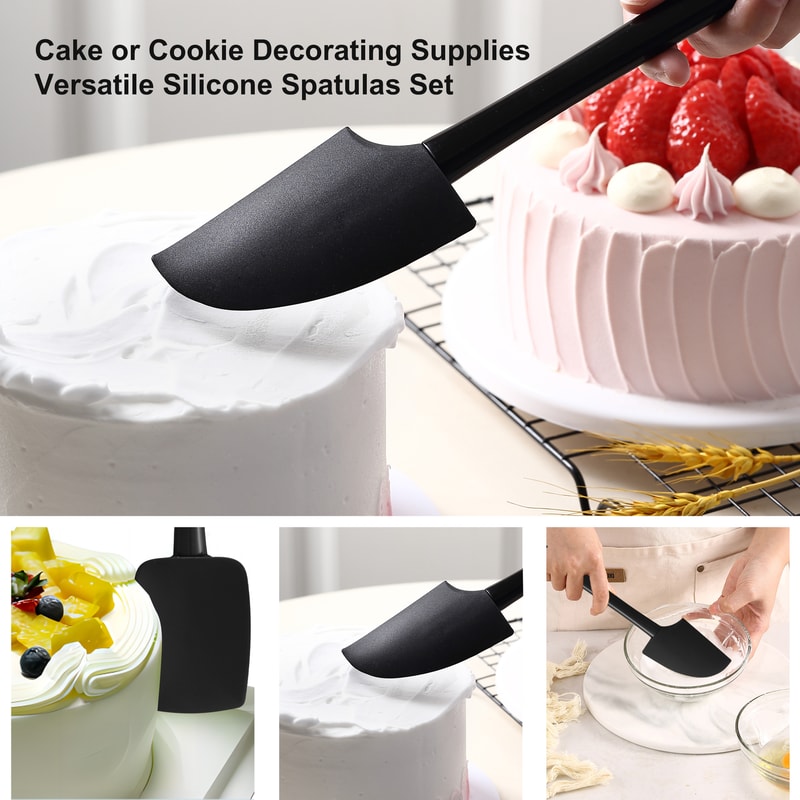 Heat Resistant Spatula And Silicone Spatula Set With Anti Slip Handle 1