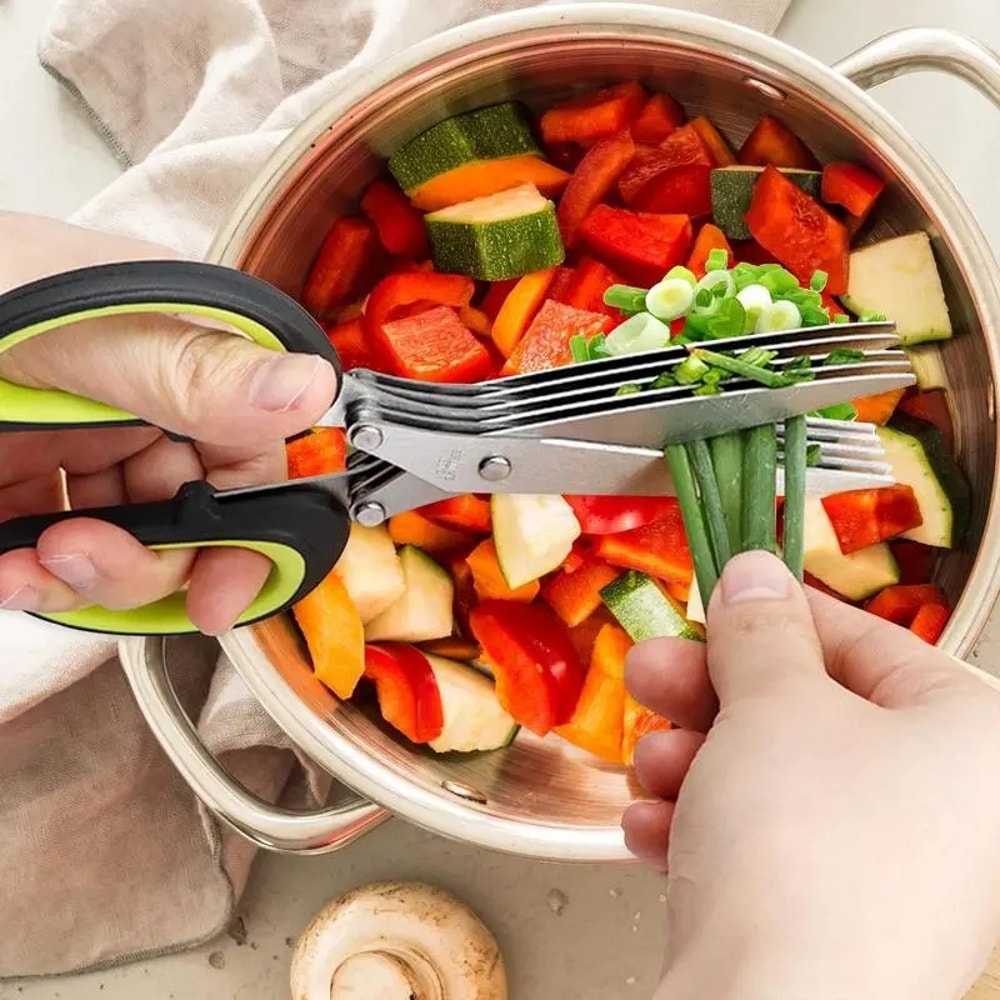Premium Stainless Steel Kitchen Herb Vegetable Scissors With Safety Cover Effortless Herb Cutting 2