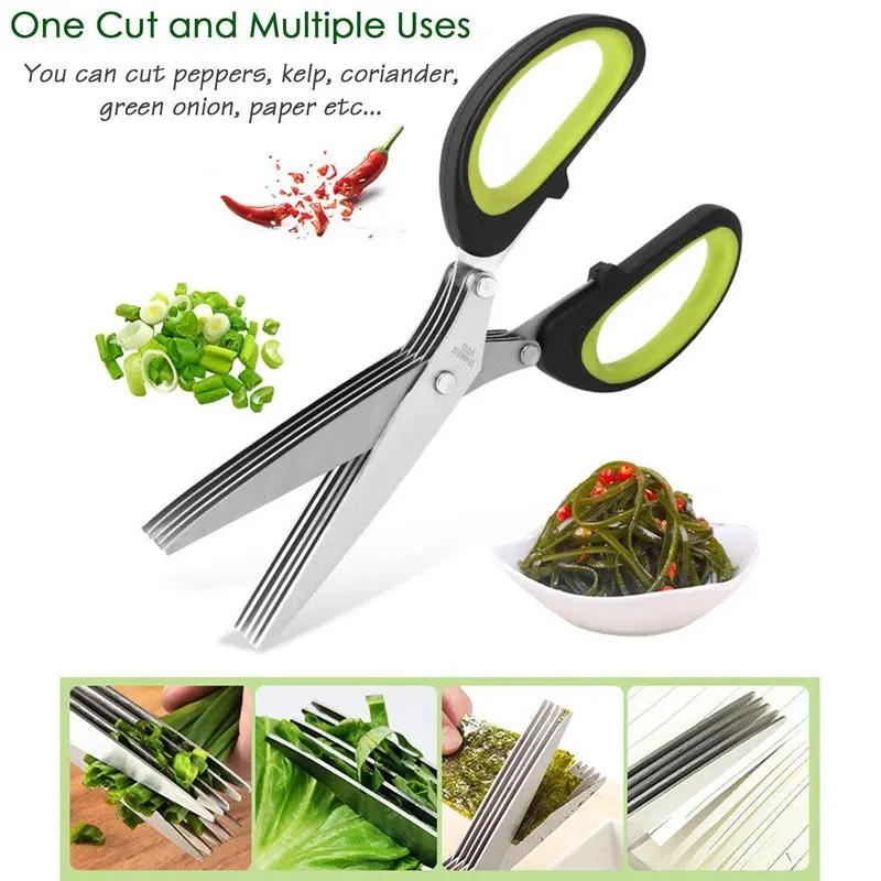Premium Stainless Steel Kitchen Herb Vegetable Scissors With Safety Cover Effortless Herb Cutting 3