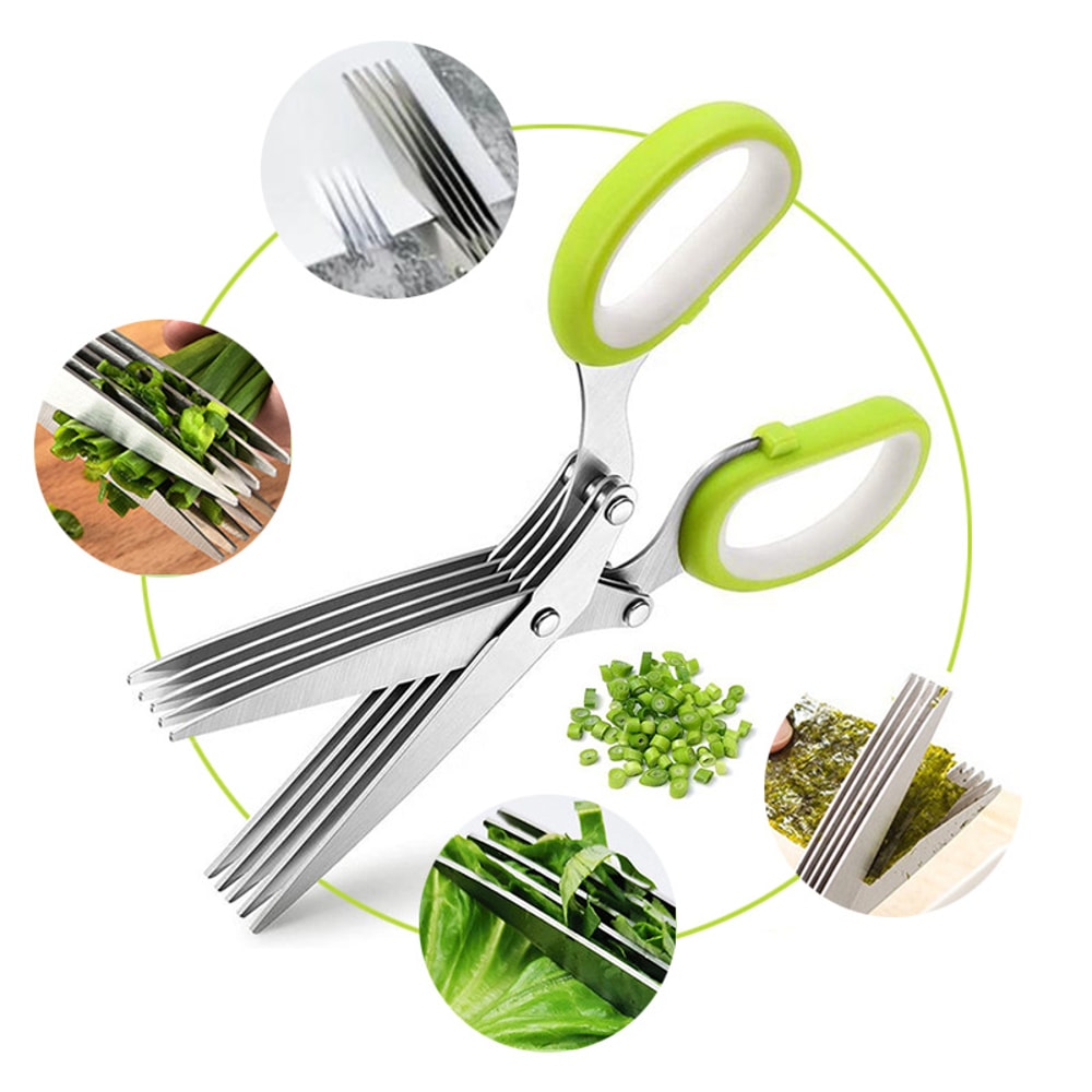 Premium Stainless Steel Kitchen Herb Vegetable Scissors With Safety Cover Effortless Herb Cutting 4
