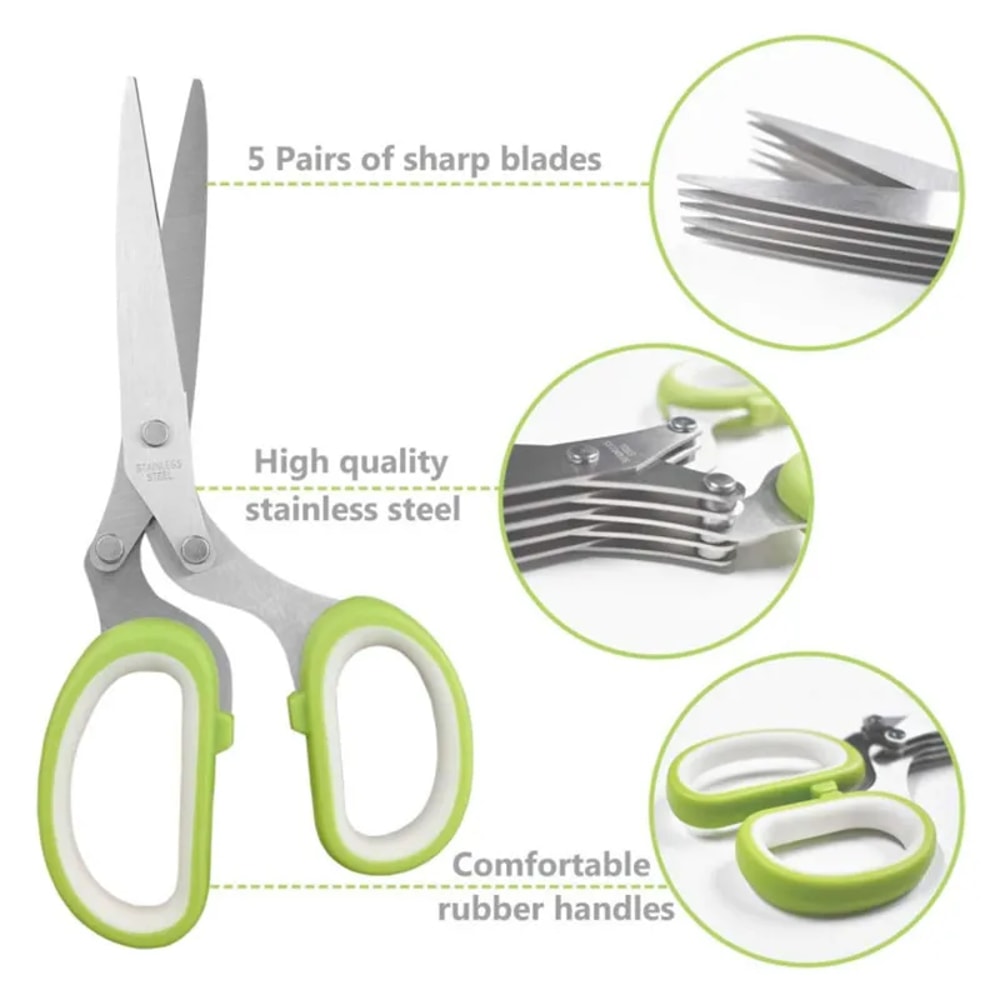 Herb Scissors & Stainless Steel Scallion Cutter for Fast Kitchen Prep