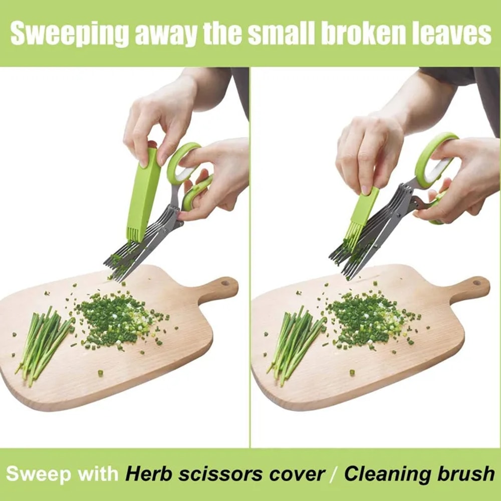 Herb Scissors & Stainless Steel Scallion Cutter for Fast Kitchen Prep