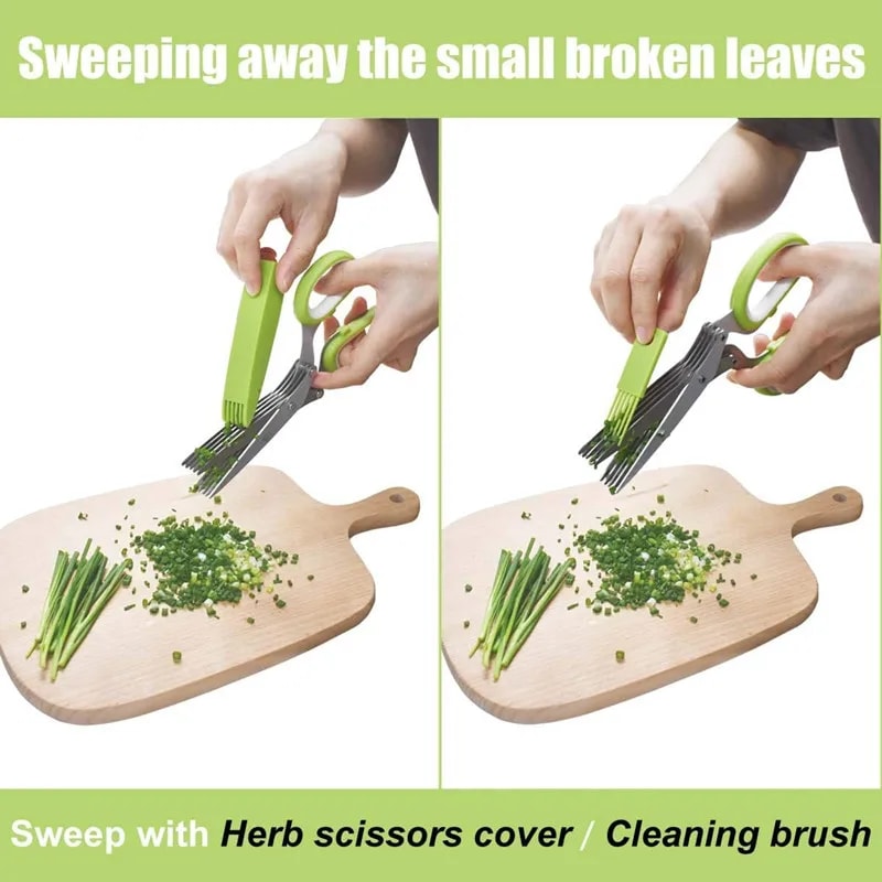 Herb Scissors & Stainless Steel Scallion Cutter for Fast Kitchen Prep