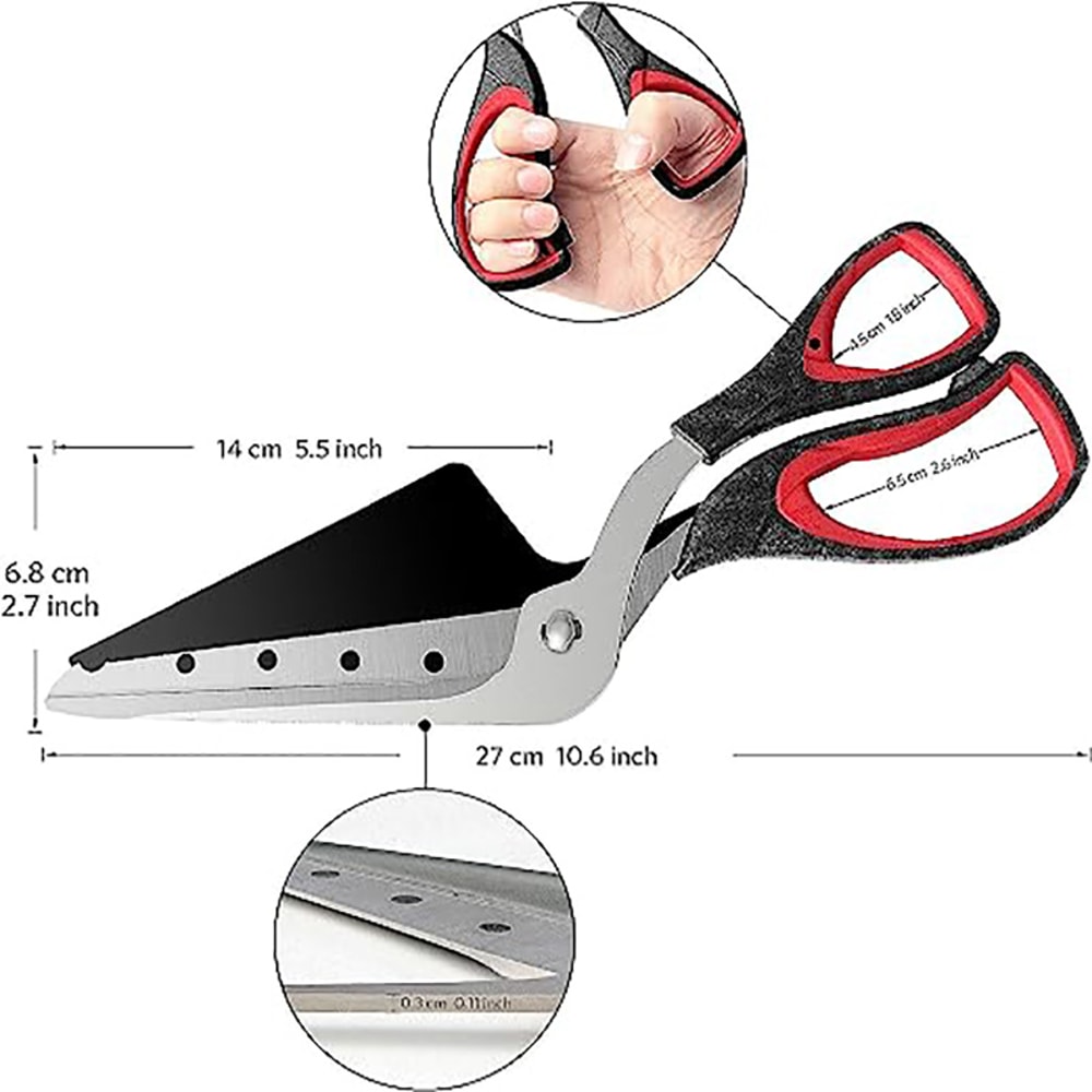 Ergonomic Pizza Scissors with Detachable Stainless Steel Blade, Easy Cut Kitchen Shears