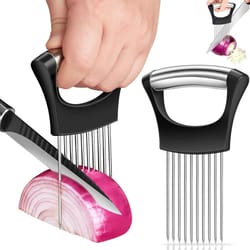 stainless steel onion slicer holder and vegetable cutter meat tenderizer for onion potato tomato lemon prep