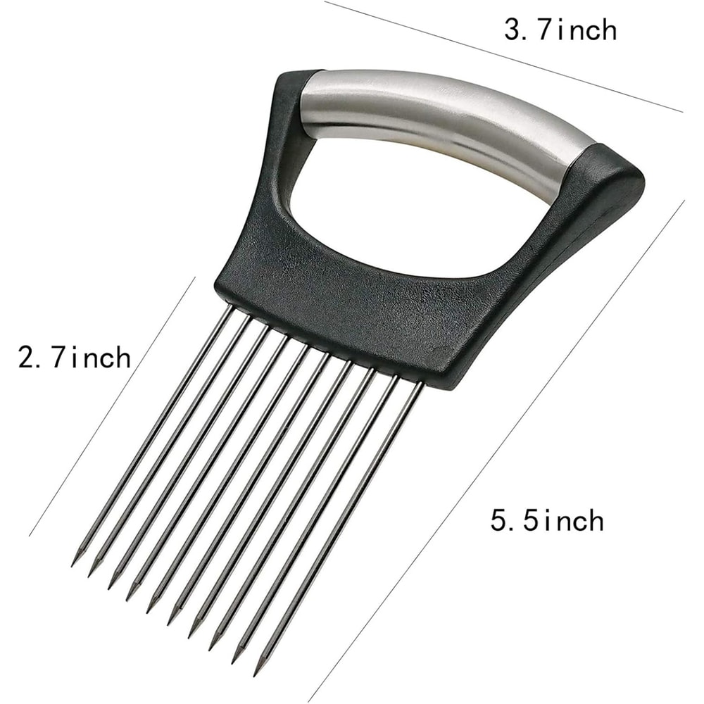 Stainless Steel Onion Slicer Holder and Vegetable Cutter Meat Tenderizer for Onion Potato Tomato Lemon Prep
