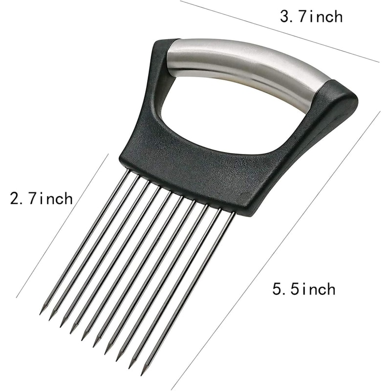 Stainless Steel Onion Slicer Holder and Vegetable Cutter Meat Tenderizer for Onion Potato Tomato Lemon Prep