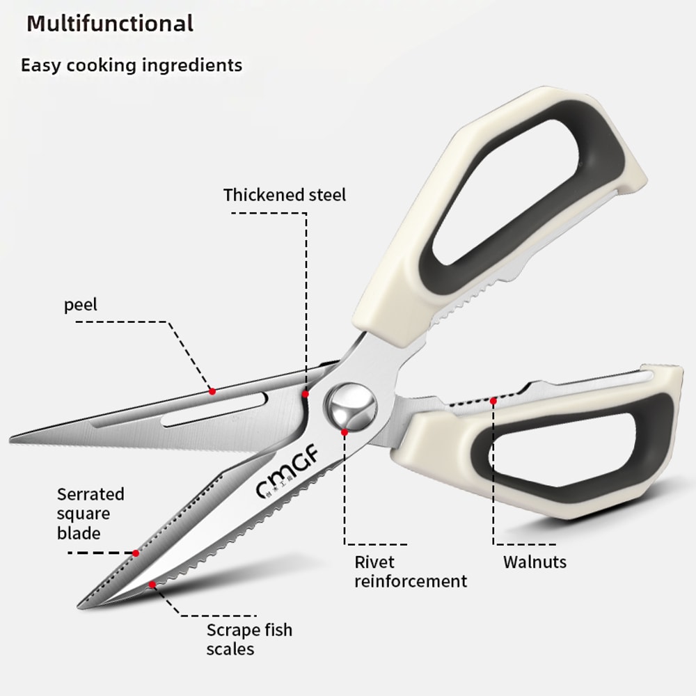 Heavy Duty Steel Kitchen Scissors Professional Bone Cutting Fish Scale Multifunction Shears 1