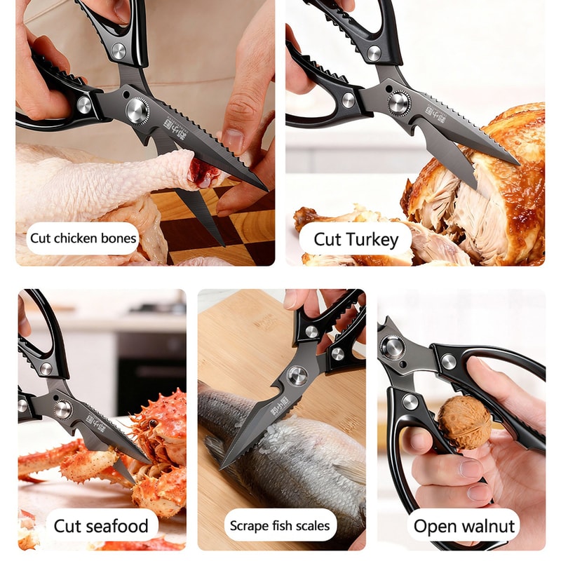 Premium Black Titanium Kitchen Poultry Shears 2
