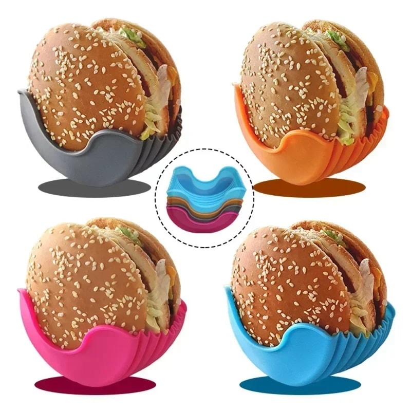 Reusable Silicone Burger Rack & Holder Adjustable burger tool shelf & Kitchen Organizer