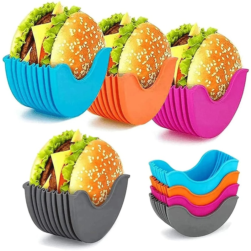 Reusable Silicone Burger Rack & Holder Adjustable burger tool shelf & Kitchen Organizer