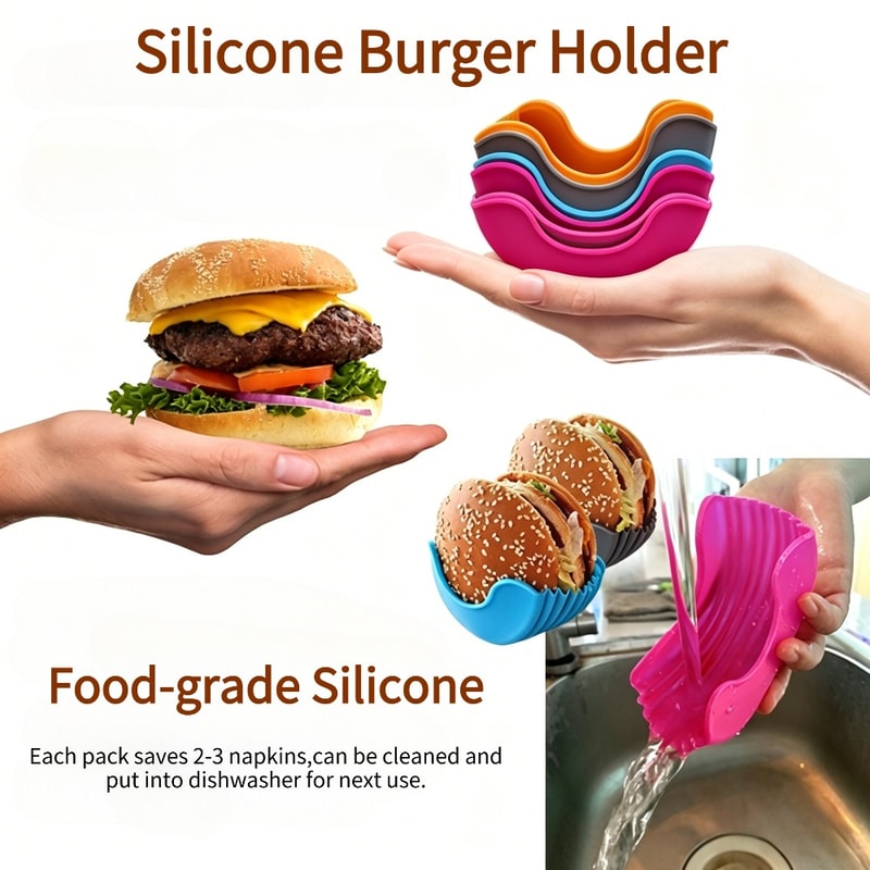 Reusable Silicone Burger Rack & Holder Adjustable burger tool shelf & Kitchen Organizer