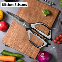 heavy duty stainless steel kitchen shears for meat, fish, chicken bones & bbq prep