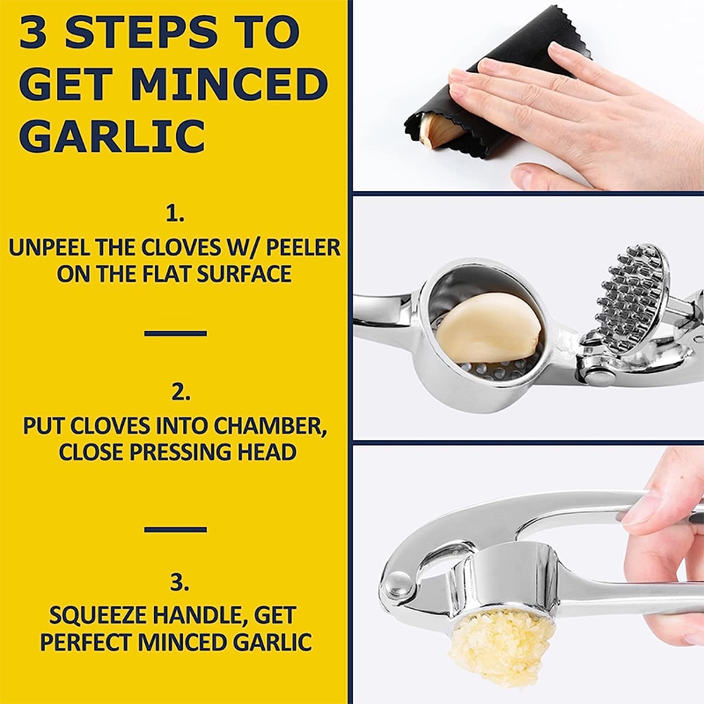 Premium Stainless Garlic Press & Crusher Ergonomic Easy Clean Garlic Tool