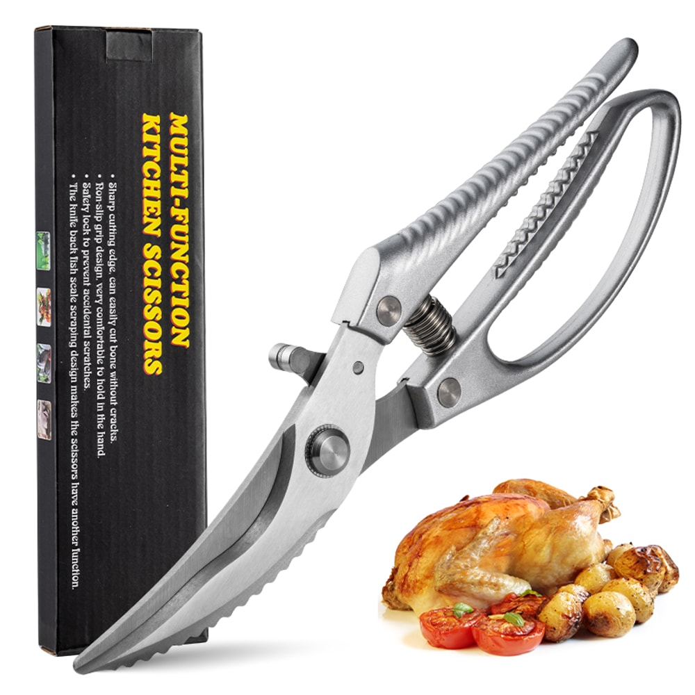 Stainless Steel Chicken Bone Shears Heavy Duty Sharp Multi Purpose Kitchen Food Scissors 0
