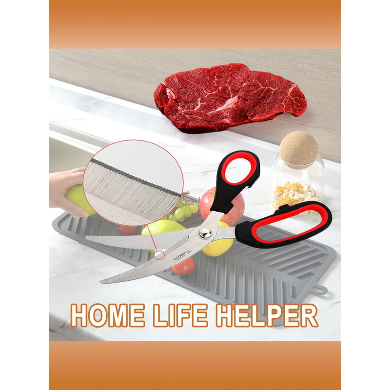 Durable Stainless Steel Kitchen Shears & Poultry Scissors Heavy Duty Food Prep Scissors for Fish, Meat & BBQ