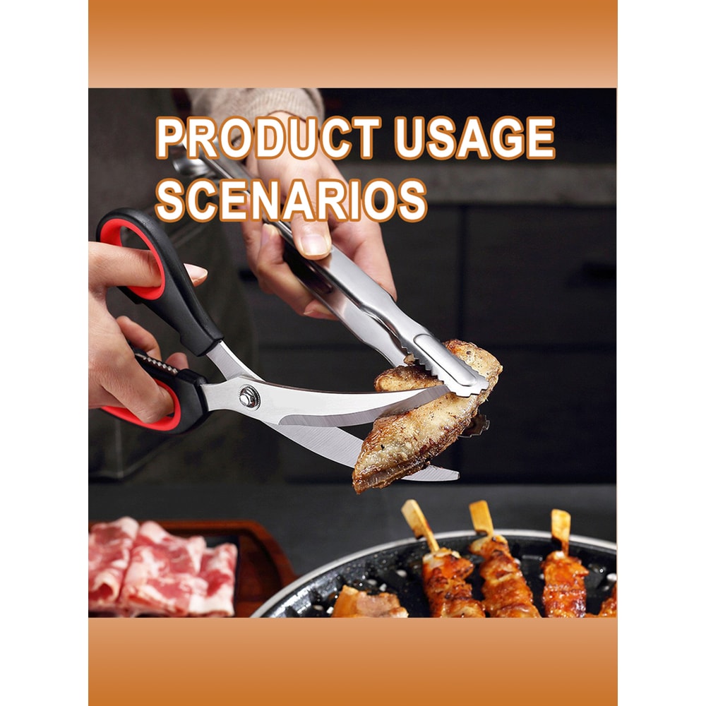 Durable Stainless Steel Kitchen Shears & Poultry Scissors Heavy Duty Food Prep Scissors for Fish, Meat & BBQ