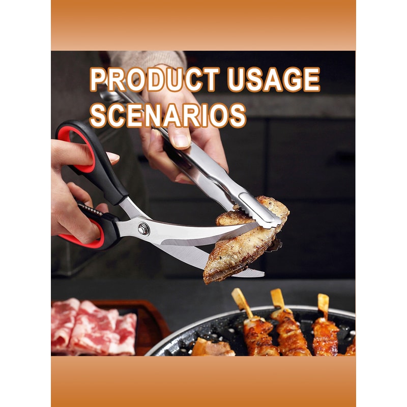 Durable Stainless Steel Kitchen Shears & Poultry Scissors Heavy Duty Food Prep Scissors for Fish, Meat & BBQ