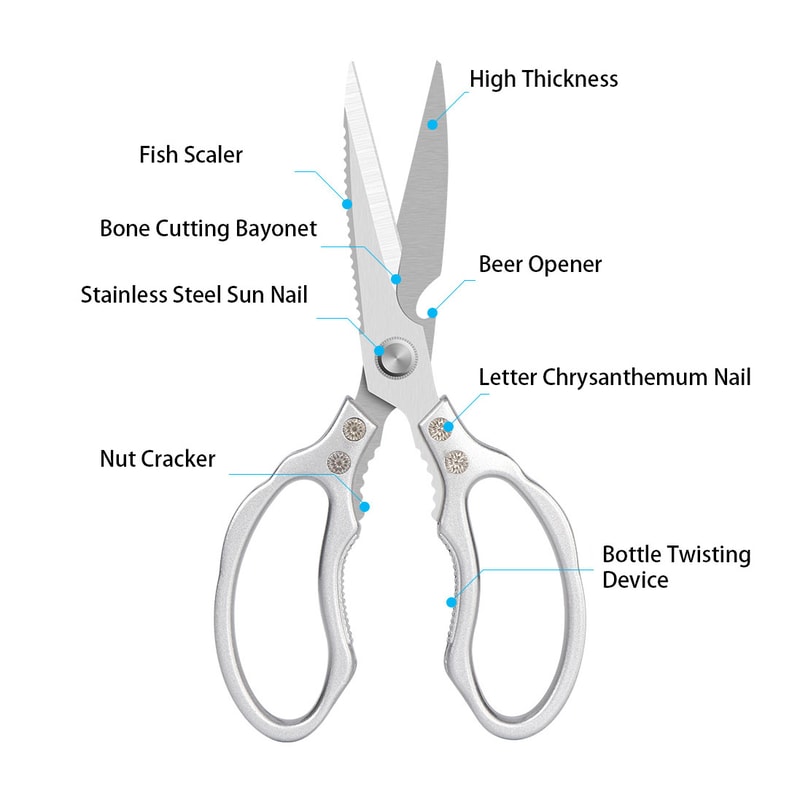 Premium Multifunctional Japanese Stainless Steel Kitchen Scissors Heavy Duty Meat Fish Vegetable S 3