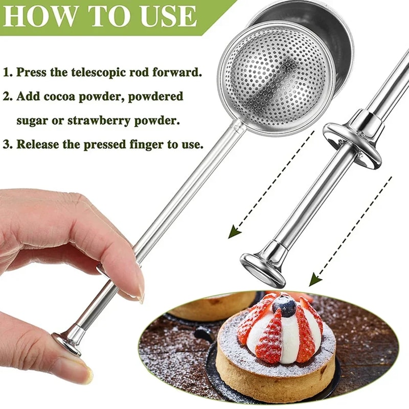 Powdered Sugar Shaker & Flour Sifter | Precision Cake Decorating Tool & Spice Shaker Baking Accessory
