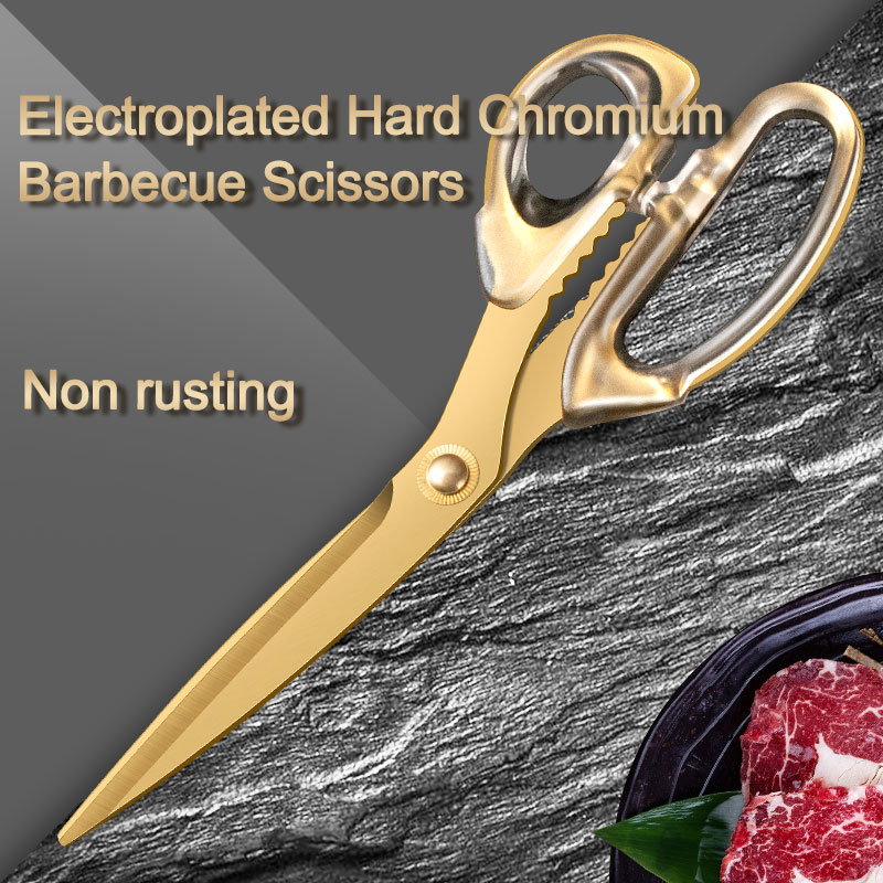 Premium Stainless Steel BBQ Shears Heavy Duty Butcher Scissors & Outdoor Cooking Grill Tool