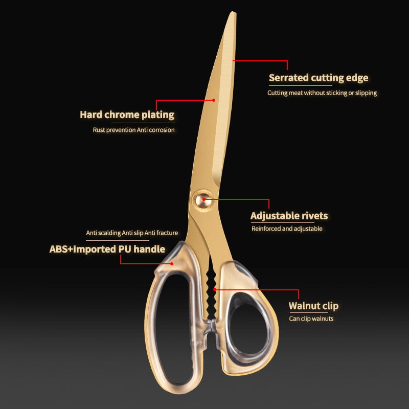 Premium Stainless Steel BBQ Shears Heavy Duty Butcher Scissors & Outdoor Cooking Grill Tool