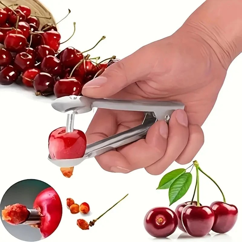 Premium Stainless Steel Cherry Corer & Fruit Seed Remover Kitchen Tool Easy Fruit Pitting