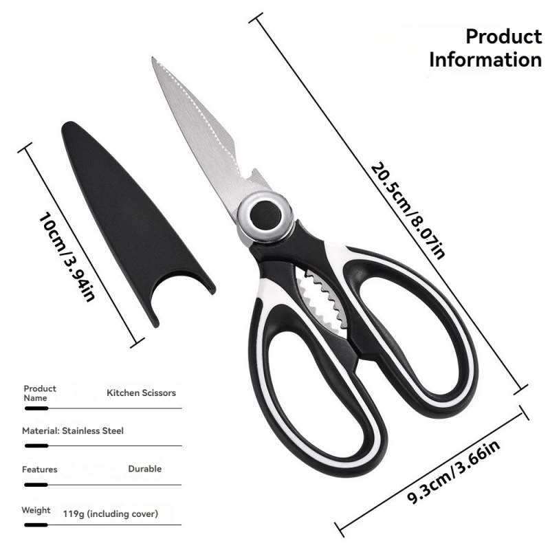 Heavy Duty Stainless Steel Kitchen Scissors With Cover For Chicken Fish And Meat 1